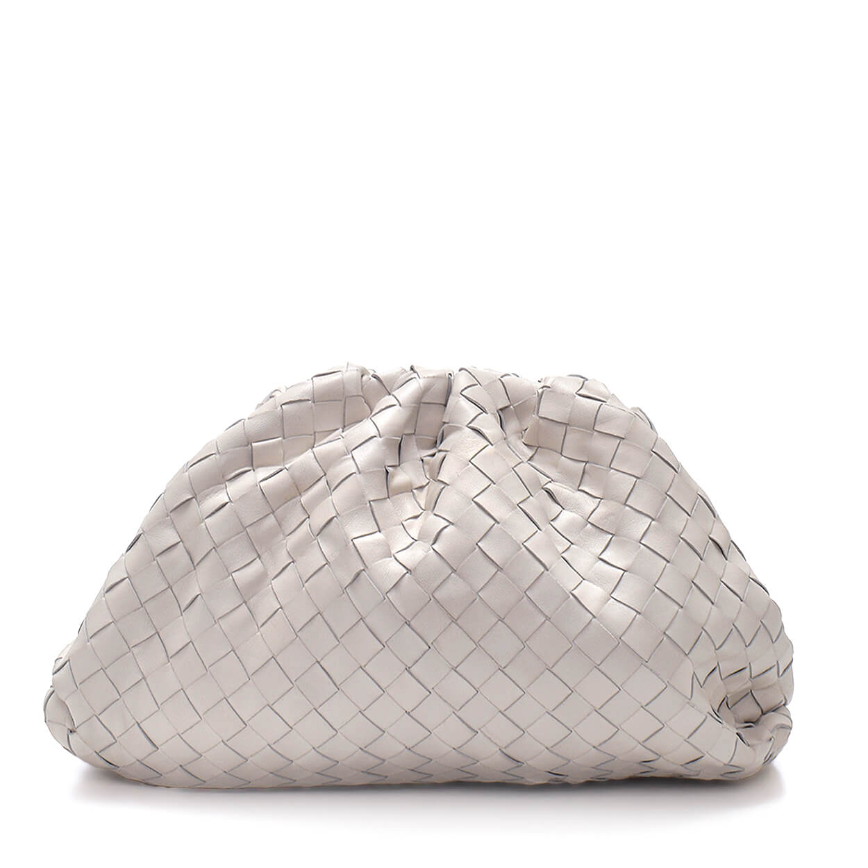Bottega  Veneta - White Intrecciato Leather Teen Pouch Bag